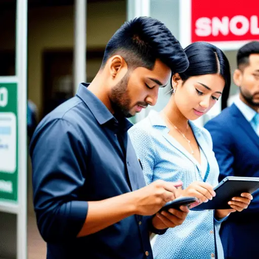 Jóvenes calculando el interés simple con sus dispositivos móviles